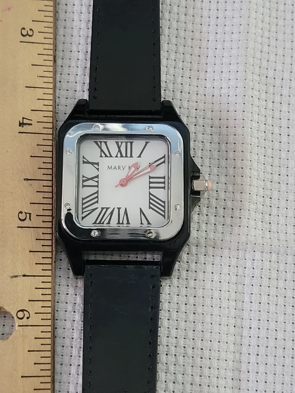 Mary Kay Black Strap Square Analog Watch with White Dial
